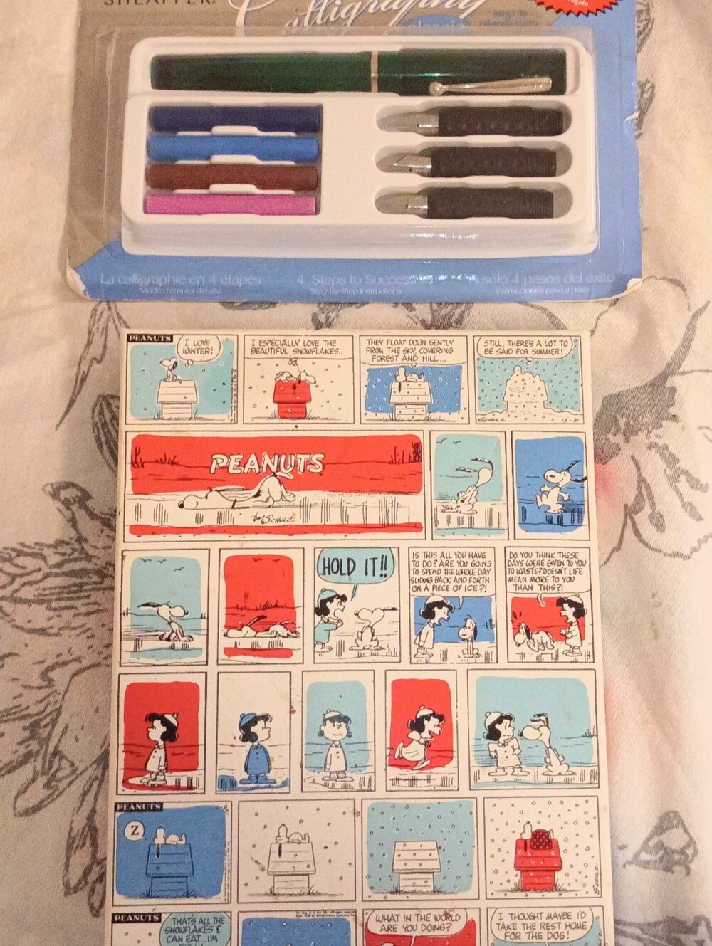 Vintage 1960s Peanut Christmas Cards + Calligraphy Pen Set with Colored Nibs
